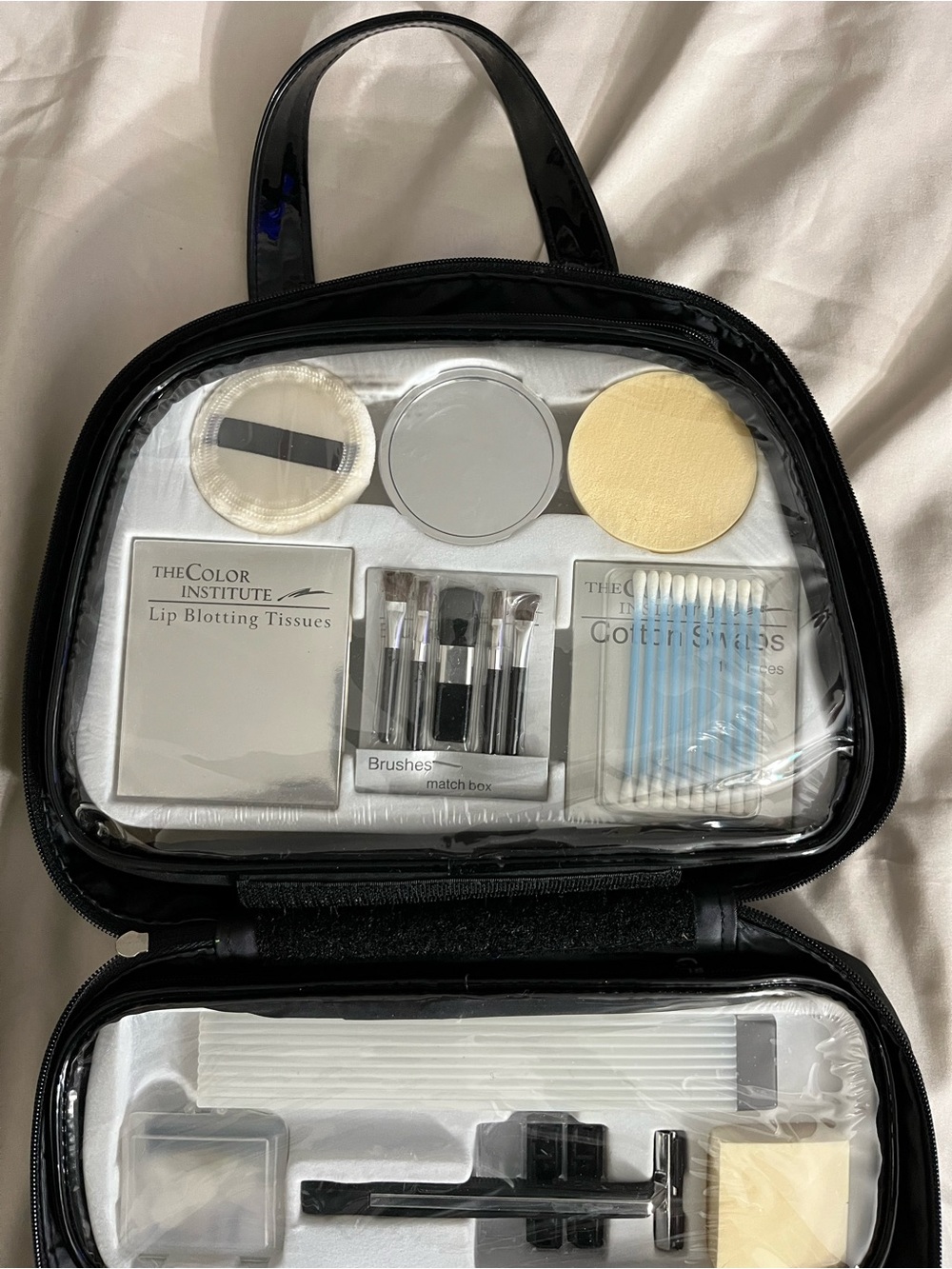 Clear Travel Makeup Case with Brush Set and Accessories